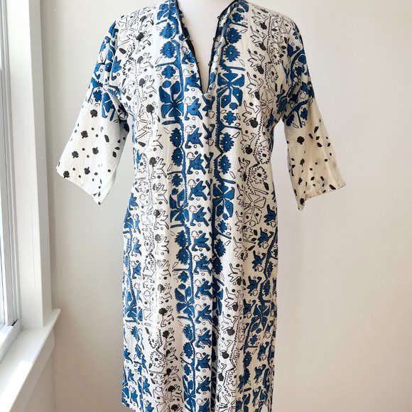 vintage 60s block print kaftan - Picture 9 of 10